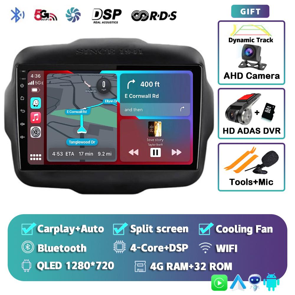 Android 14 Carplay Auto Car Radio For Jeep Renegade 2016-2020 GPS Navigation Multimedia Video Player Autoradio Stereo WIFI+4G BT