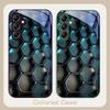 Blue Gradient Grid For Samsung Galaxy A01 02 03 Core A04 A14 4G A13 54 34 31 20 25 23 22 5G S21 Ultra S20 Glass Phone Case