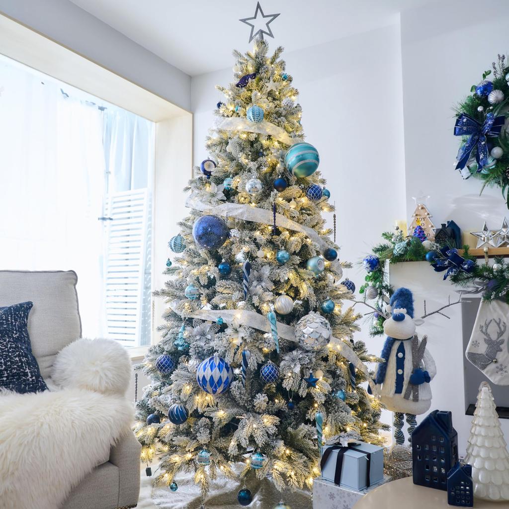 Valery Madelyn Christmas Christmas Tree Pack of Silver and Blue Christmas Ball Stylish and Popular Trendy Christmas Tree Decorations Ornaments,