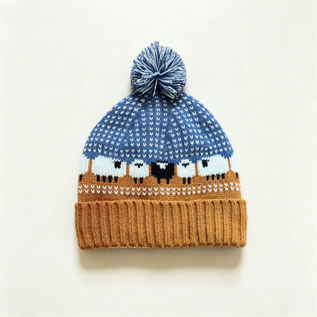 Resident Evil Bryan Knit Beanie With Embroidered Lamb Animal Pattern For Winter Warmth