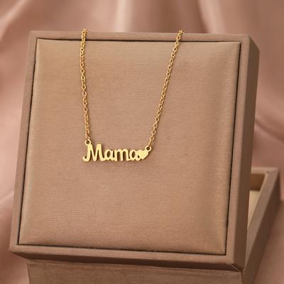 Naszyjniki ze stali nierdzewnej Mama Love Serce Litera Wisiorek Moda Łańcuszek Kołnierzowy Naszyjnik na Dzień Matki Dla Kobiet Cyrkonia Prezenty dla Mamy