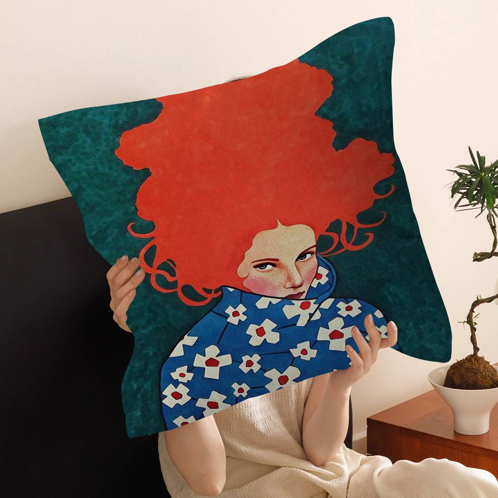 Fashion Abstract Girl Pillow Cover Design cushion Cover decor Holiday Decorati