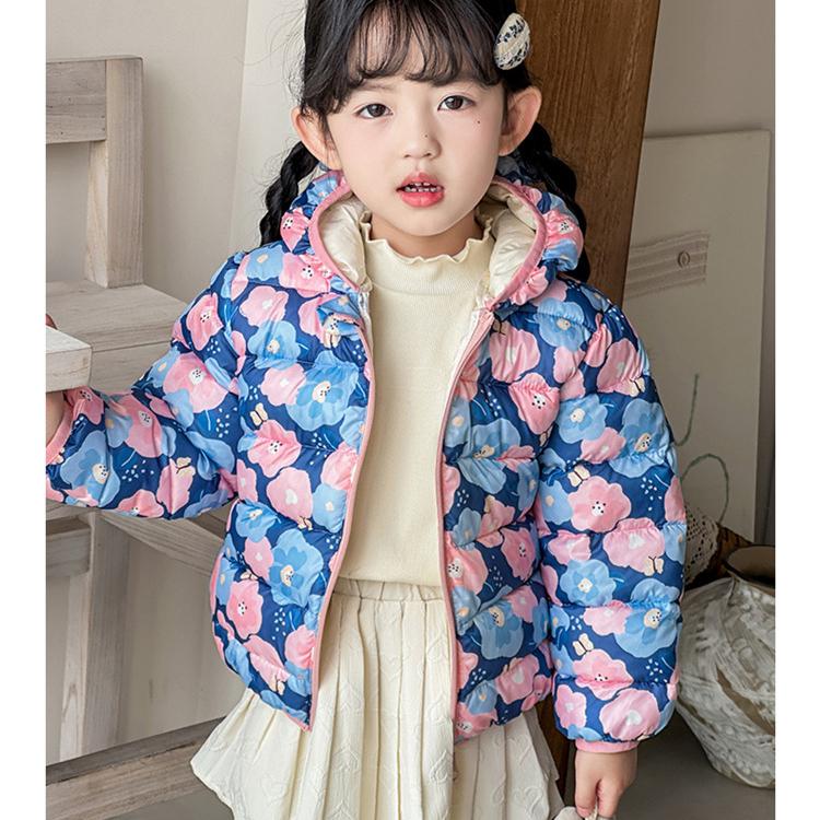 Korean Style Winter Baby Girl Thickened Short Cotton-padded Jacket Girls' Warm Cotton-padded Clothes Children's Autumn Cute Pink Cartoon Print Coats