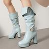 Női magas sarkú csizma őszi-téli új vízálló asztali vastagsarkú nagy méretű közepes csizma