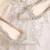High-heeled Wedding Shoes, Women's Crystal Wedding Shoes, Fine-heeled Bridesmaid Shoes