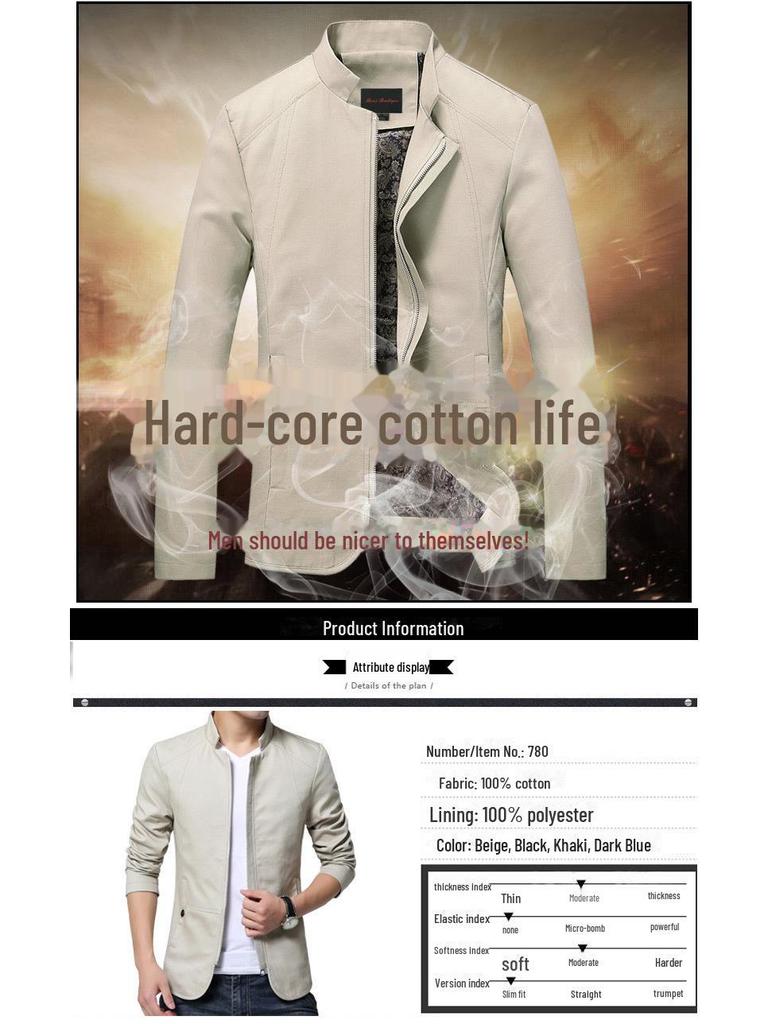 Kurtka w stylu europejskim ze stójką i spranym kołnierzem - kolekcja jesienna 2021, odzież na każdą porę roku