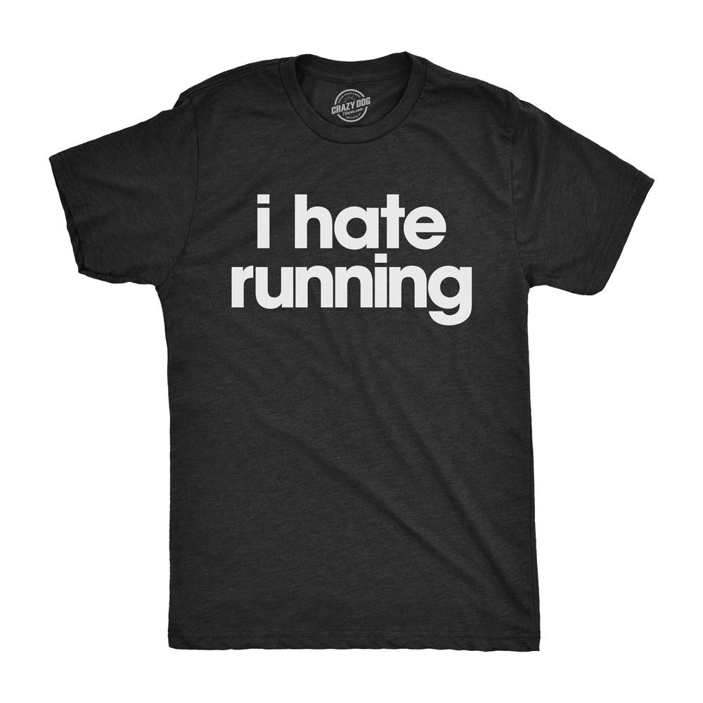 Mens I Hate Running T Shirt Funny Sarcastic Marathon Runner Fitness Workout Tee S