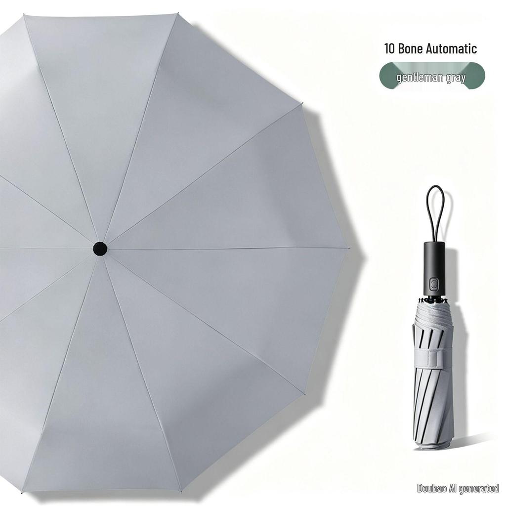 Umbrelă pliabilă automată cu dublă utilizare pentru bărbați: Rezistent la vânt, protecție la soare și ploaie, personalizabil