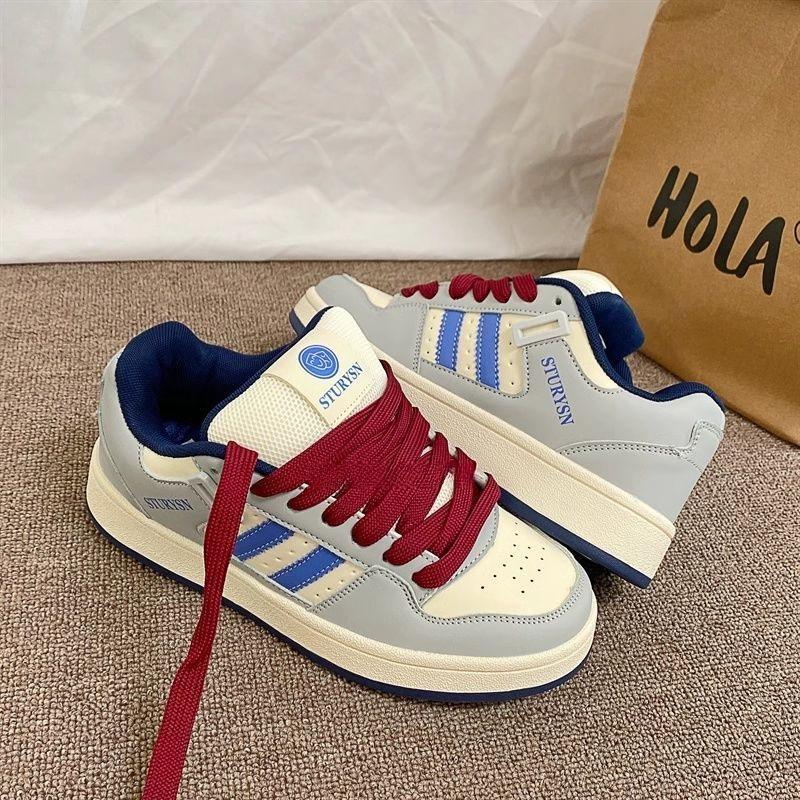 Damen Niedrige Freizeitschuhe Board Shoes Schnürung Rutschfest Flache Sneaker