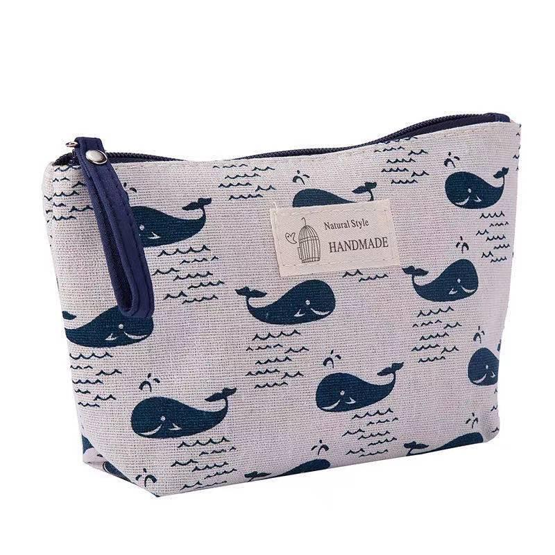 Large Canvas Makeup and Toiletry Bag with Zipper - Travel Storage Purse