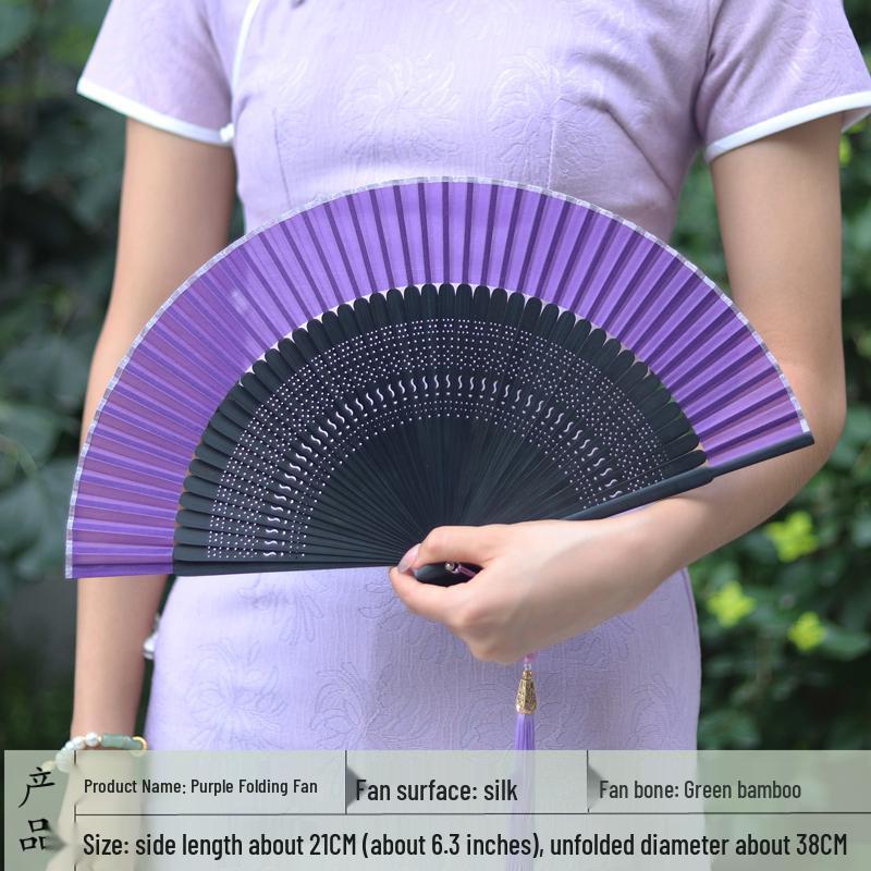 Red Ancient Style Chinese Folding Dance Fan - Easy To Open & Close, Perfect for Hanfu, Cheongsam, and Runway Shows