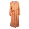 Yazzi langärmliges oranges V-Ausschnitt-Kleid für Damen