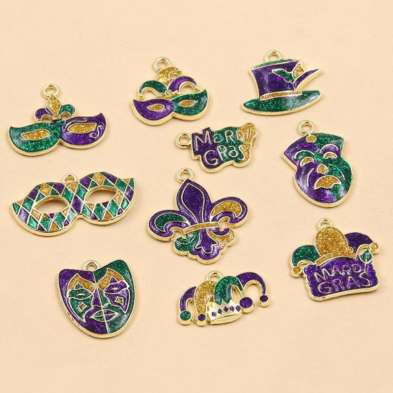 15 Style DIY Alloy Jewelry KC Gold Enamel Masquerade Carnival Pendant Charms