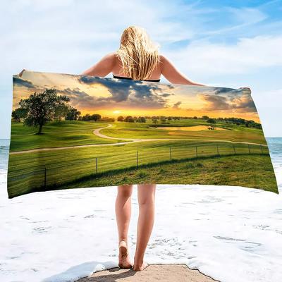 Oversized Beach Towels, Highly Absorbent, Lightweight and Quick Dry, Rural Print, Pool and Bath Towel, Sand Free Sandless Towels