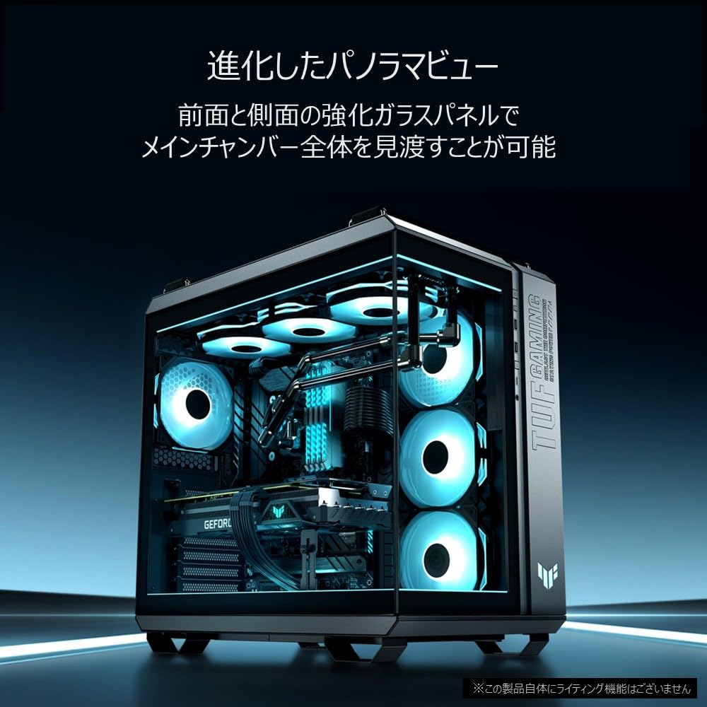 ASUS TUF Gaming GT502 Horizon Black  ATX  Mid-Tower Case  Tempered Glass  Pillarless  Dual-Chamber Structure  Authorized Domestic Distributor Product