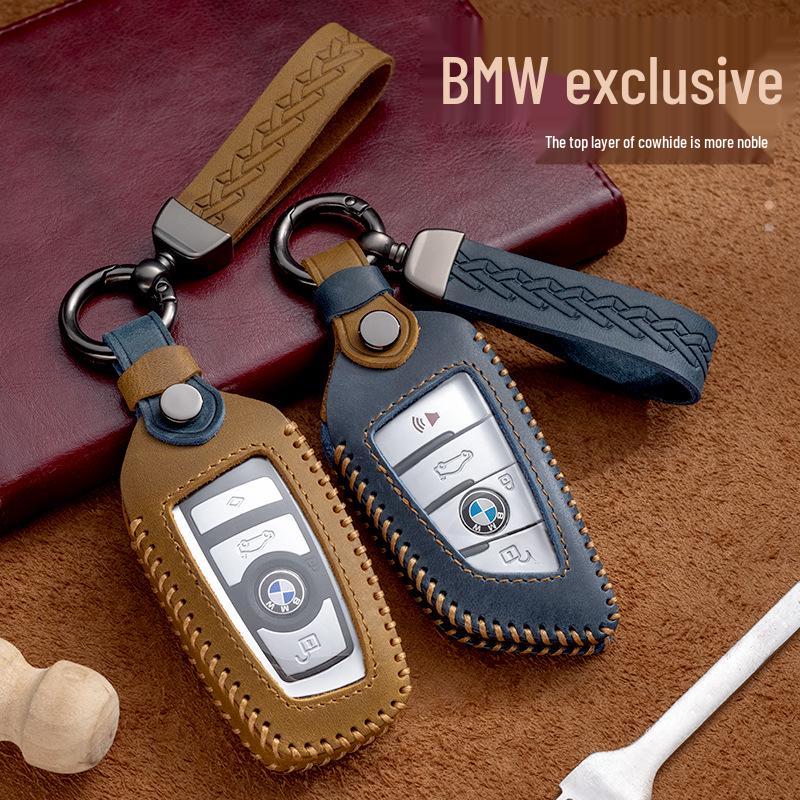 BMW LCD Schlüsselhülle: Echtlederbezug für 1er, 3er, 5er, 7er Reihe, X1, X3, X4, X5, X6, Blade 525, 320li. Vollständiges Wrap-Design.