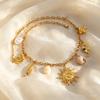 Summer Ocean Series Conch Shell Seahorse Fish Sun Necklace for Women, 18K Gold Plated Stainless Steel Charm Jewelry Gifts