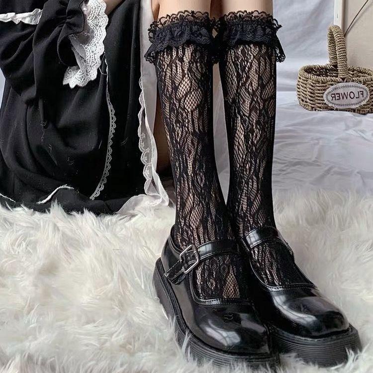 Japanese-Style JK Lace Ruffle Socks | Lolita Cute Calf Socks for Soft Girl Students - Knee-High Style