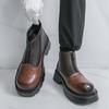 Mode Herren Modische Chelsea Boots Dunkelbraun High-Top Dicksohlige Lederschuhe Modische Spitzschuhe Marke Herren Stiefel Größen 38-46