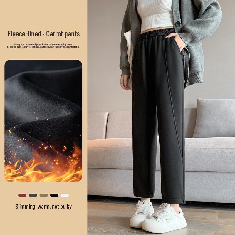 

Women s Fleece-Lined High-Waist Tapered Carrot Pants L