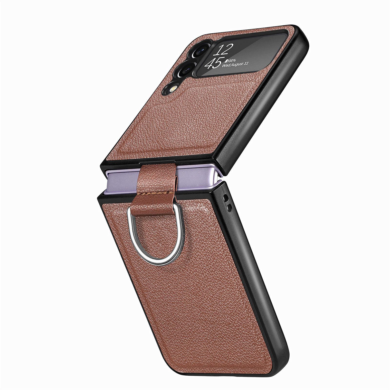 

Нескользящий кожаный чехол с защитой от царапин для Samsung Galaxy Z Flip 4 5 5G Flip5 Flip4 Flip3 Flip 3 Zflip4, чехол для телефона с кольцом на палец Samsung Z Flip 5