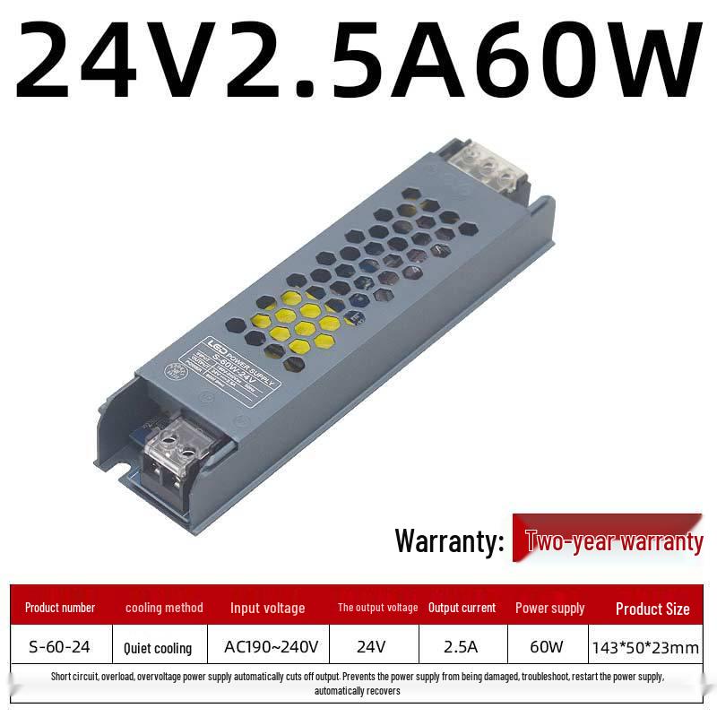 Ultra-Thin LED Power Supply for Light Strips: 220V To 24V/12V Silent Transformer for Advertising Displays.