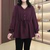 2025 Spring Plus Size Loose Long Sleeve Slimming Top for Women