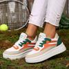 Fashion Sneakers Women's Colorblock Lace-up Breathable Sneakers Woman Campus Sneakers Show Feet Soft Leather Casual Shoes Women