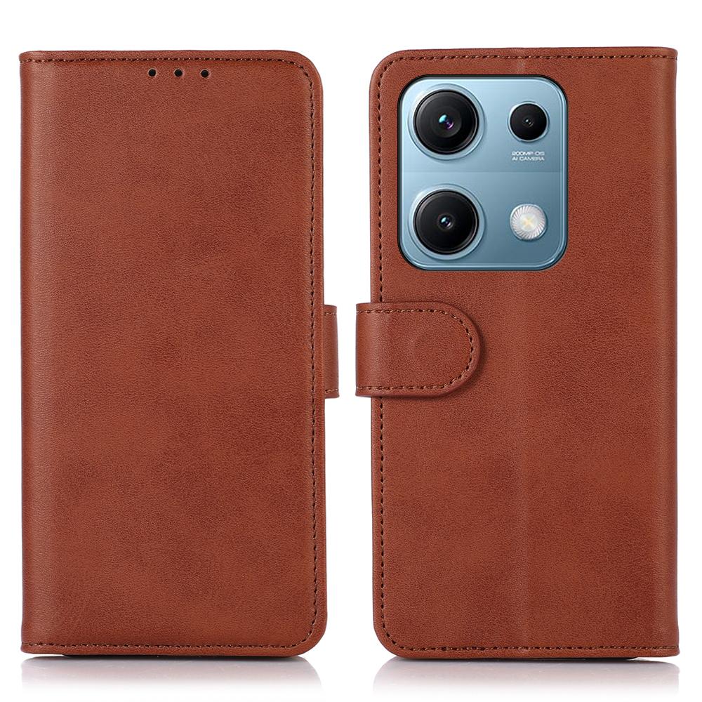 For Xiaomi Redmi Note 14S 4G Case Cowhide Texture Leather Wallet Phone Cover with Stand