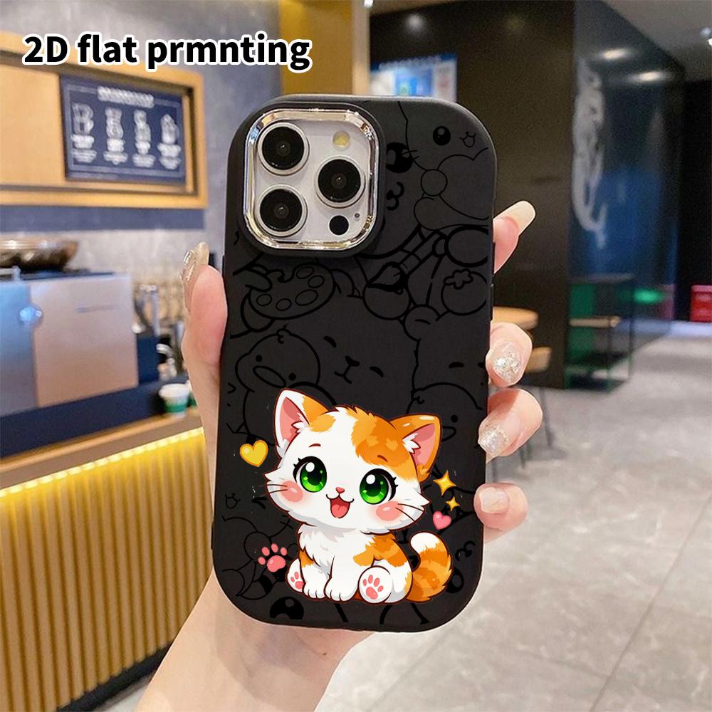 Phone Case: 2D flat, suitable for iPhone 18, 17, 16, 15, 14, 13 Pro protective case, orange and white kitten, perfect holiday gift for Christmas and H