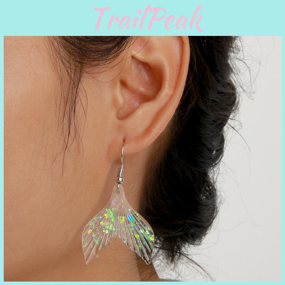 Tail Fish Trendy Dangle Earrings With Design In Blue Acrylic For Womens Fashion