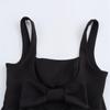 European & American Style Women's Square Neck Spaghetti Strap Top with Back Bowknot
