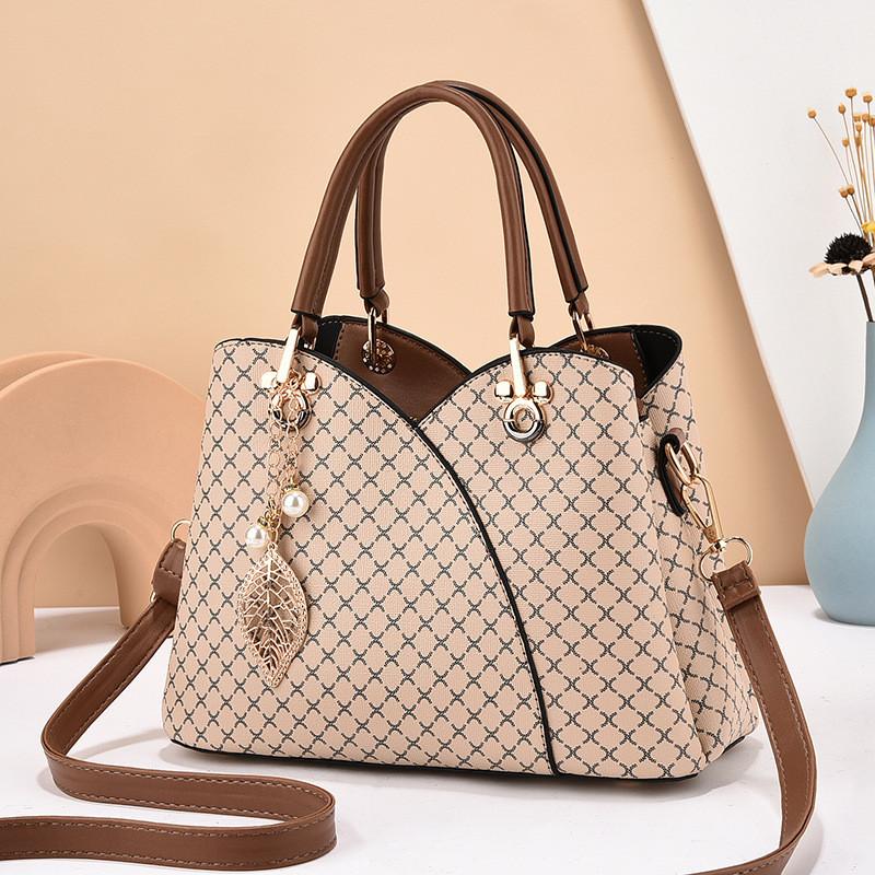 Pu Bag With Print And Plaid Pattern For Daily Use