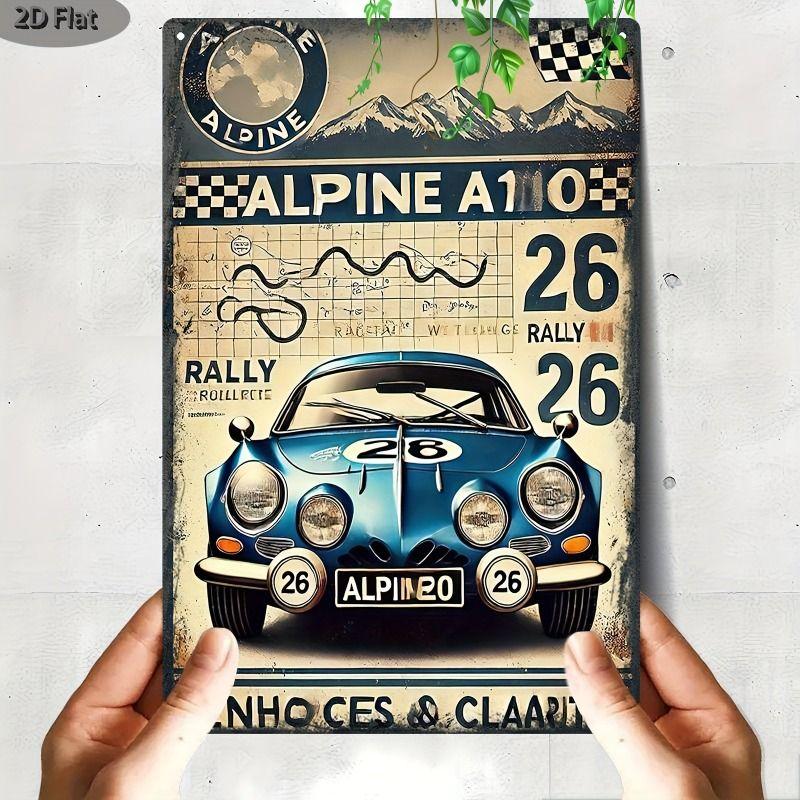 Racing Car Retro Style Metal Decorative Painting for Garage Room Decor