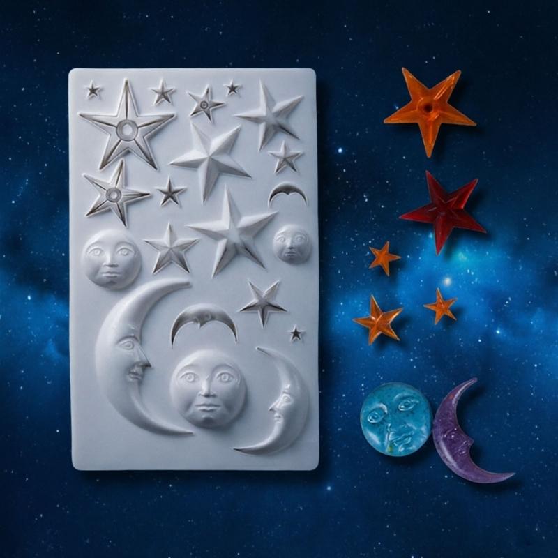 Multi-Cavities Cake Baking Mold Moon Sun Star Silicone Fondant Molds For Making Chocolate Candy Handmade Clay Craft