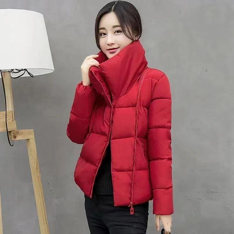 Herbst Winter Neue Mode Langarm Stehkragen Einfarbig Parkas Damenbekleidung Koreanisch Warm Allround-Talent Schlichtheit Reißverschluss Tops