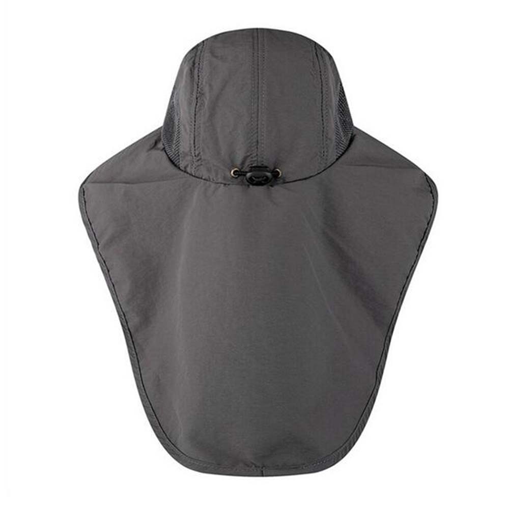 50+ Upf Outdoor Wide Brim Fishing Hat With Neck Flap, Dark Grey