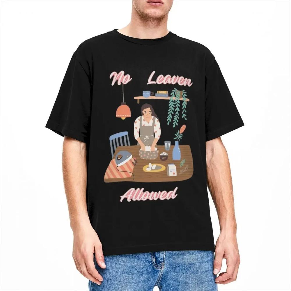 Maglietta con Stampa Cartoon 'No Leaven Allowed' Abbigliamento per Uomo Donna Cotone Magliette Divertenti Top a Manica Corta Tutte le Stagioni