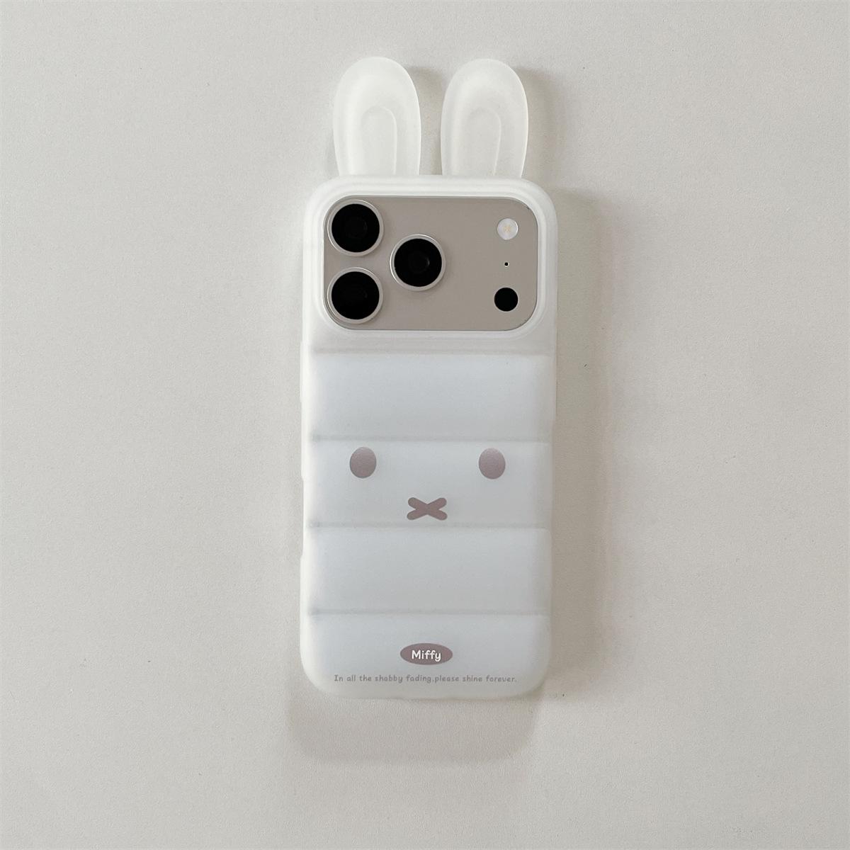 

Down Feather 3D Ears Rabbit Case Apple iPhone 15, 17/16 Pro Max Anti-Drop Cover iPhone 15 Pro Max