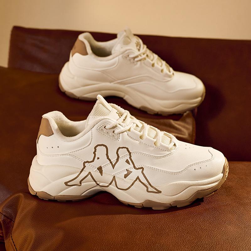 Kappa Retro Dad Shoes with Plush Insulation and Thick Sole for Increased Height and Anti Slip Casual Sports Shoes