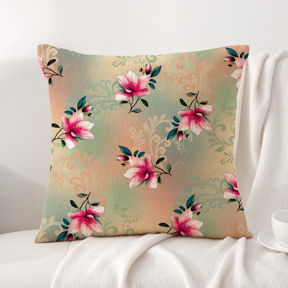 Classic Floral Print Cushion Cover Natural Linen Organic Fabric DoubleSided Printing Sofa Home Decor Gift Pillow Cover 30X30cm