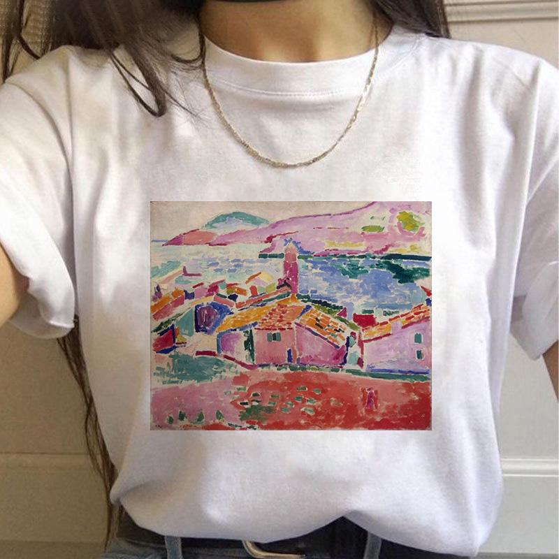 T-Shirt Women Summer Harajuku Art Painting Print Ladies Tee Tops Casual Short Sleeve Fashion Streetwear 2025 Tee Shirt Femme