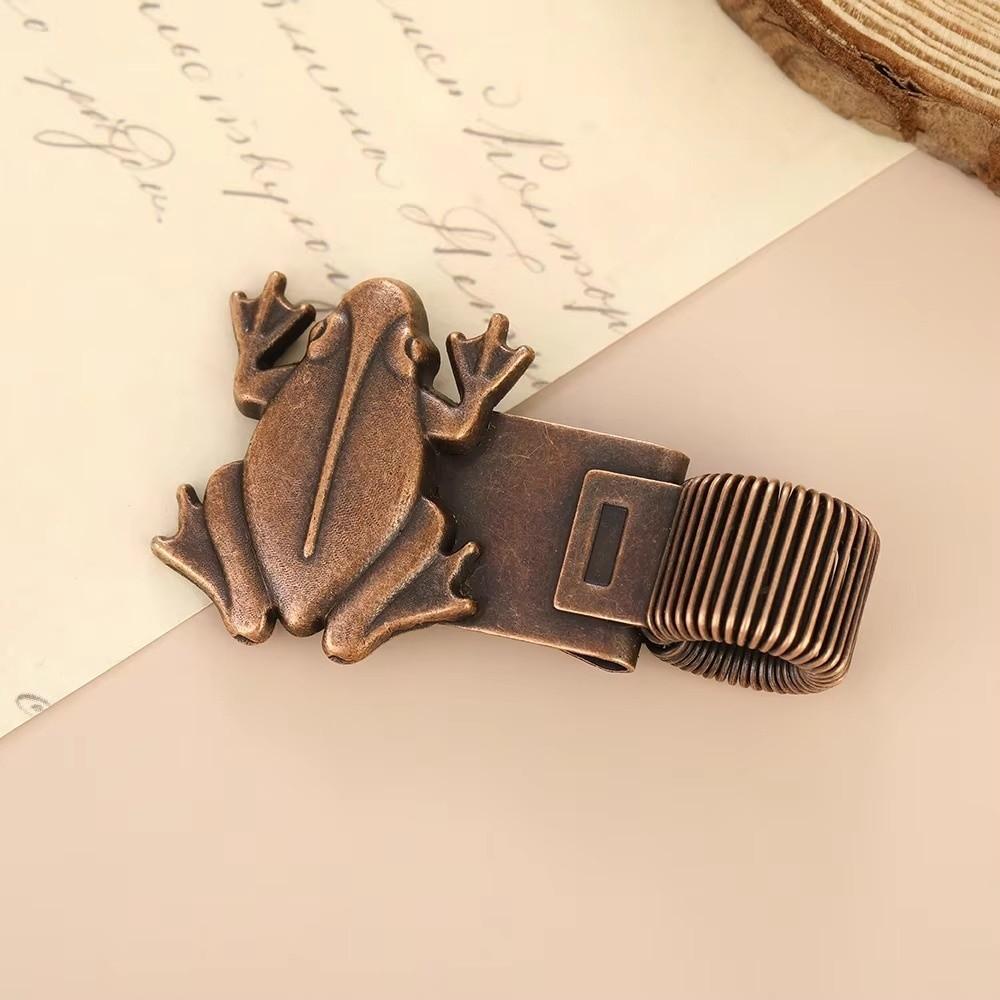 Spring Loaded Metal Pen Holder Animal Theme Bookmark Clip Vintage Frog Pen Clip  School Supplies