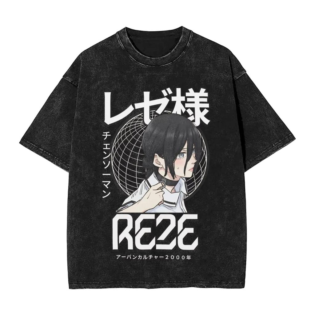 2026 Anime Chainsaw Man Yoru T-shirt Men Women Clothing Oversized T Shirts Gothic Y2k Vintage Washed High Quality Cotton Tees Tops