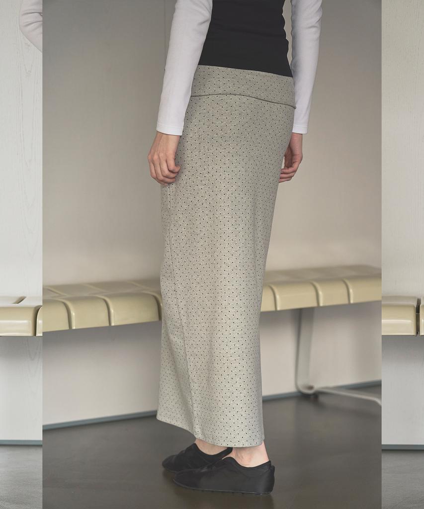 Iteoneolmomeonteu Warm Dot Peach Maxi Skirt_Gray