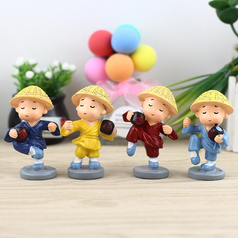 Creative Kung Fu Little Monk Car Air Freshener - Drunken Fist Decor, Set of 4 Monks