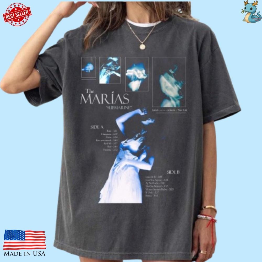 The Marías T Shirt Submarine Album Graphic Tee Indie Pop Band Tour 2025 Unisex T-Shirt S