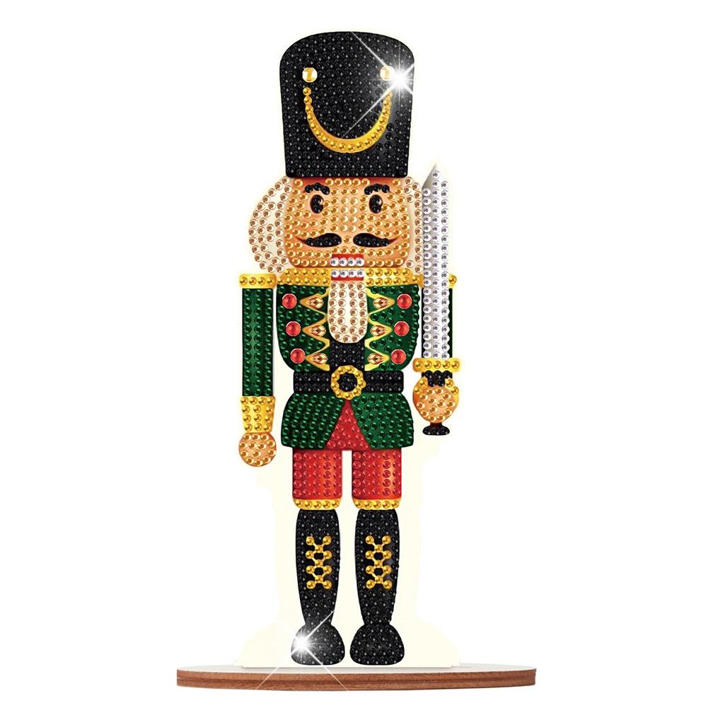 Diamond Painting Christmas Ornament Wooden Desktop Nutcracker Table Top Diamond Painting Decor for Home Office Desktop Decor