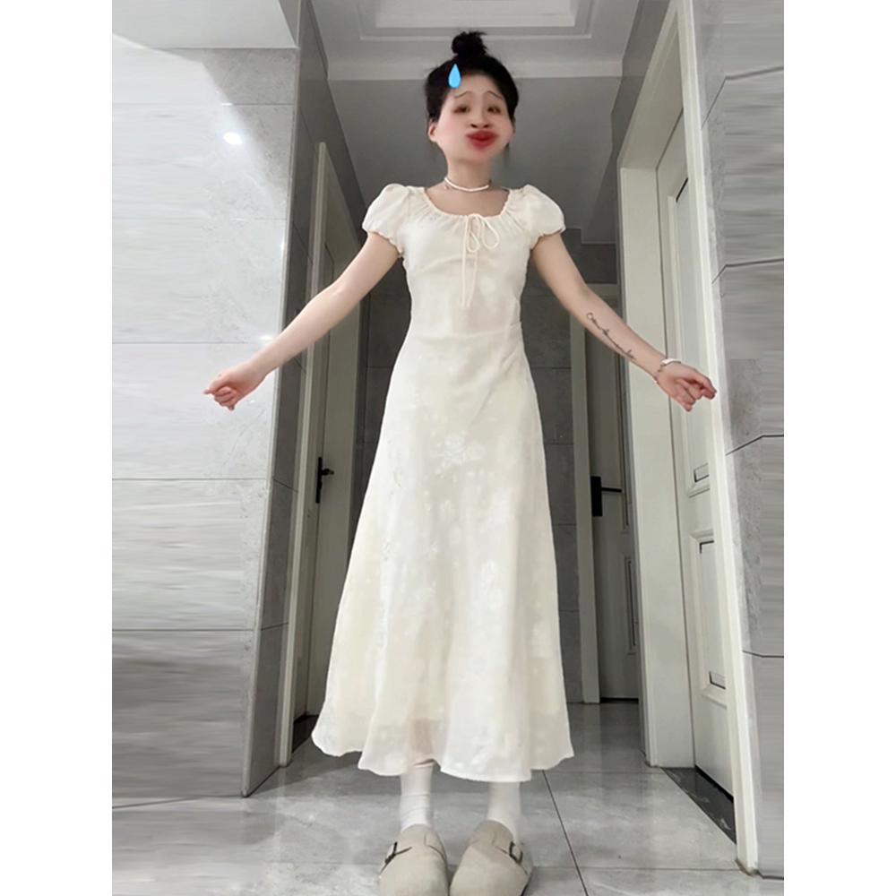 

Miu платье молочного цвета лунный свет белый женское летнее островной отпуск чистая талия юбка маленький человек XL- (recommended 110-60kg)