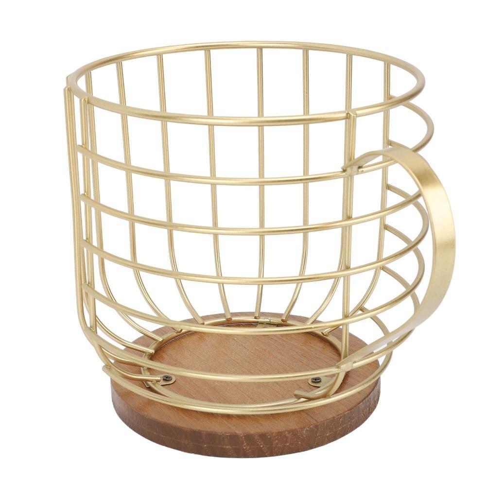 Wooden Base Coffee Pod Holder With Lid Space Saving Coffee Pods Storage Organizer Large Capacity Wire Construction